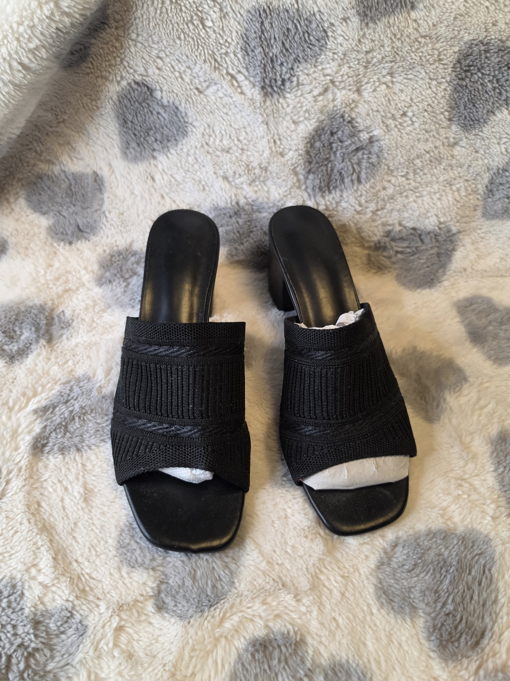 Black Knit Slide Mule Heels